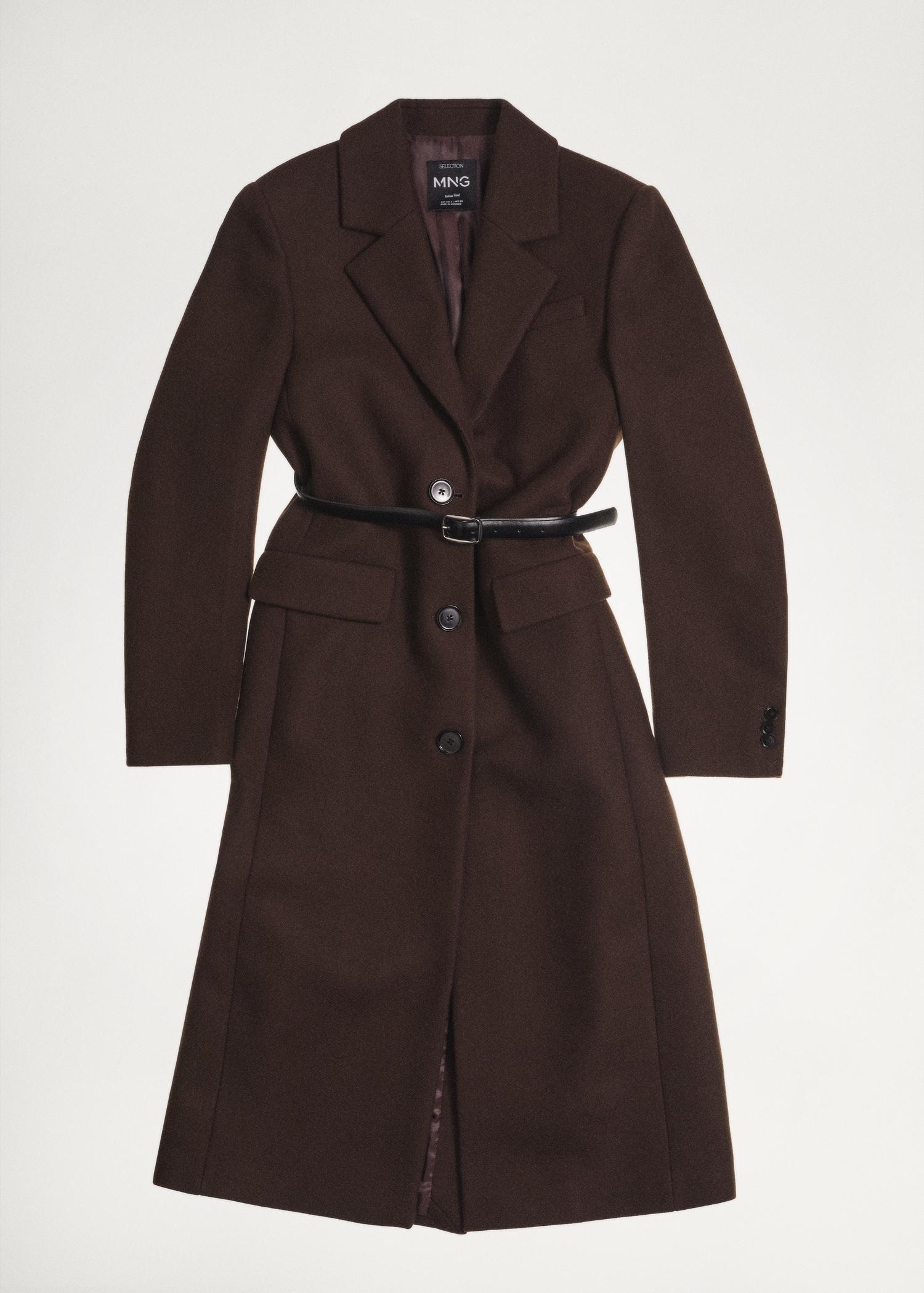 Long structured wool coat - Women | MANGO USA Product Image