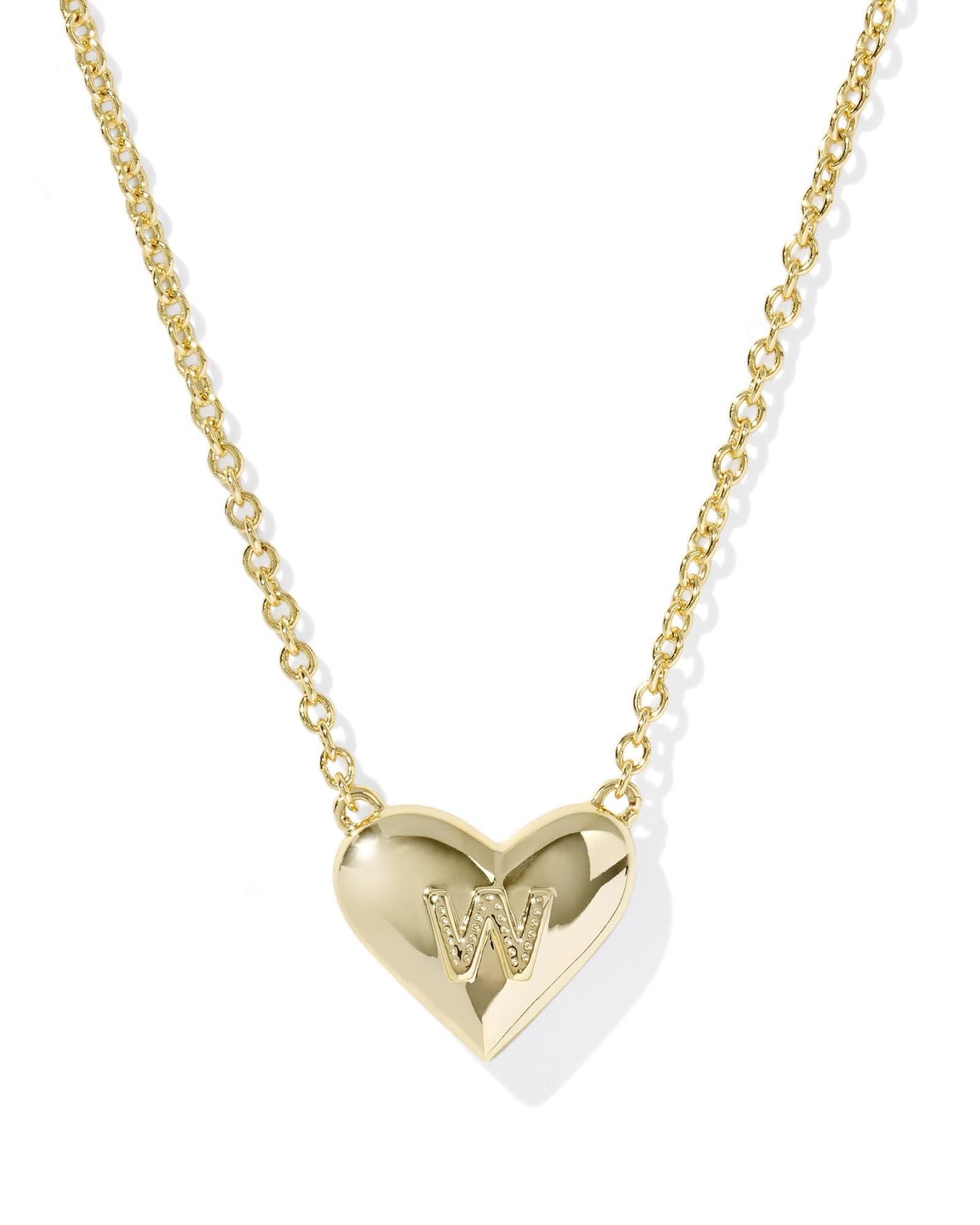 Ari Heart Letter W Gold Short Pendant Necklace Product Image
