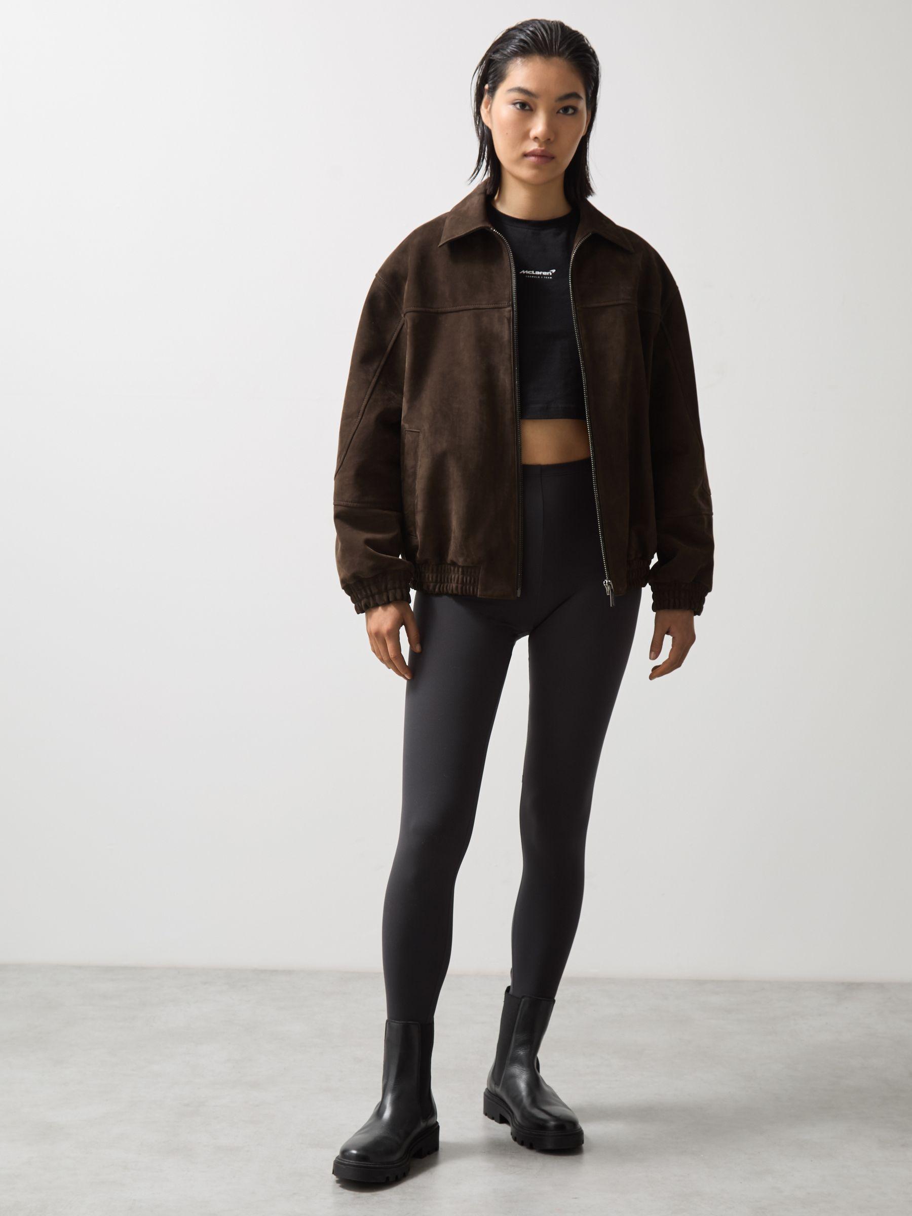 McLaren F1 Team Suede Bomber Jacket in Chocolate Brown Product Image