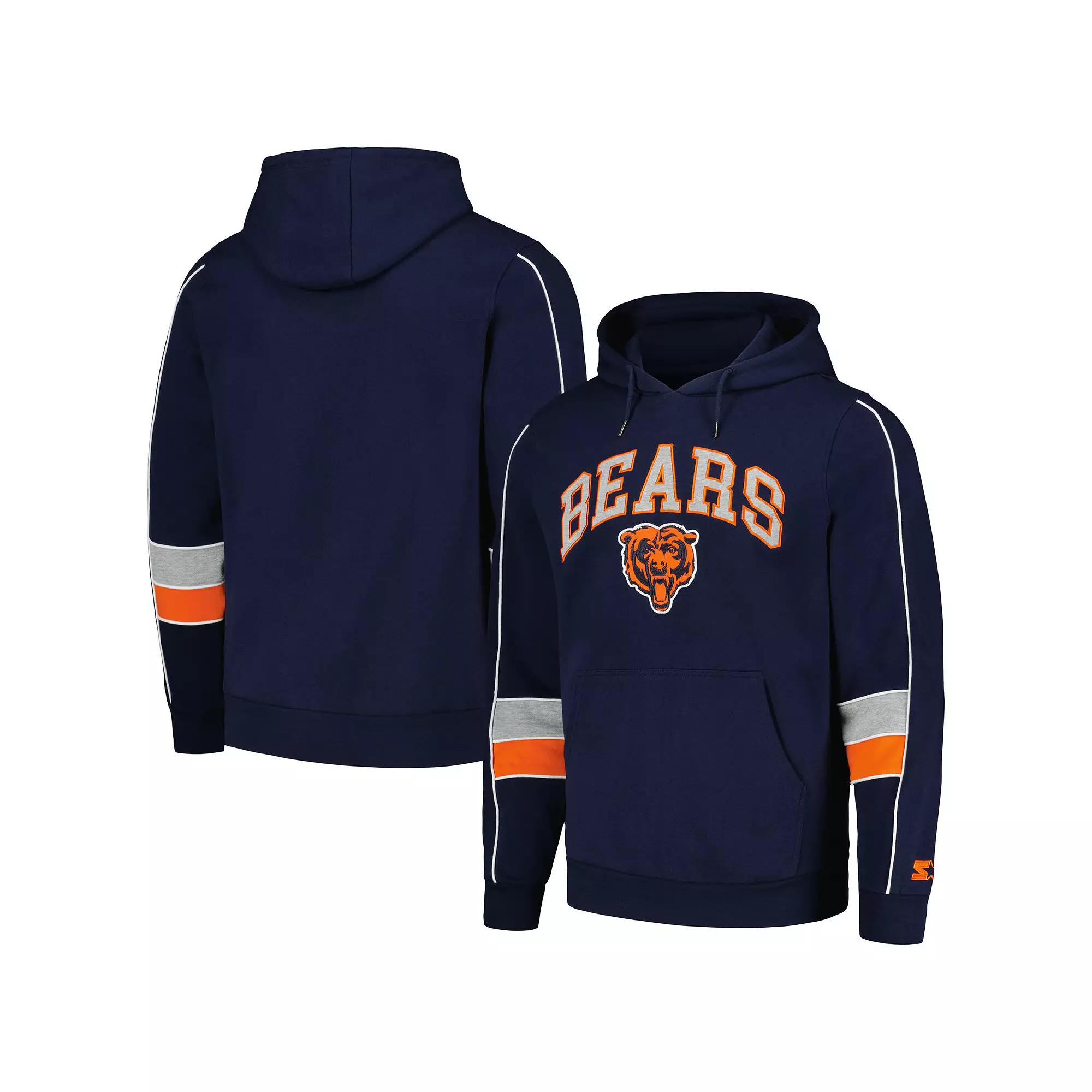 Men's Starter Navy Chicago Bears Captain Pullover Hoodie,  Product Image