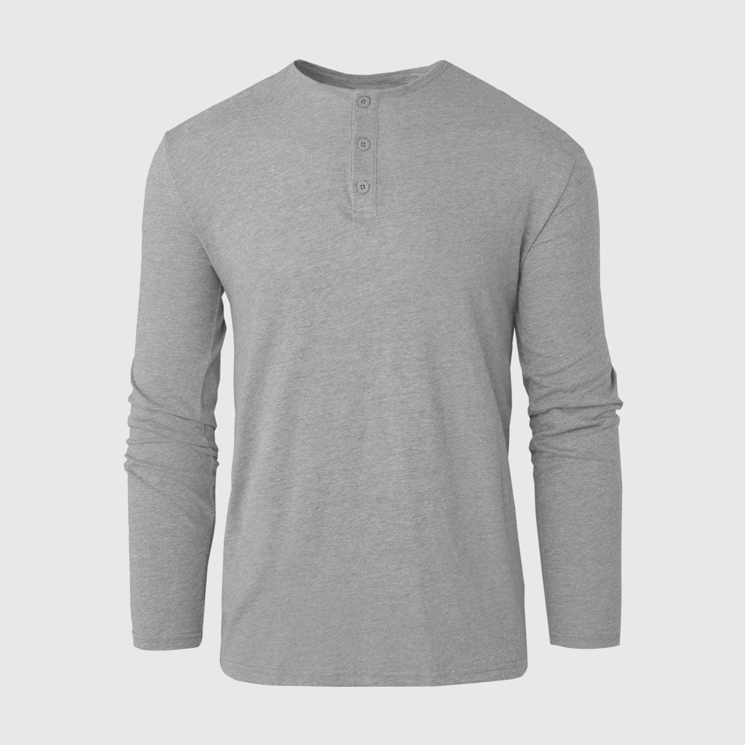 Heather Gray Classic Long Sleeve Henley Product Image