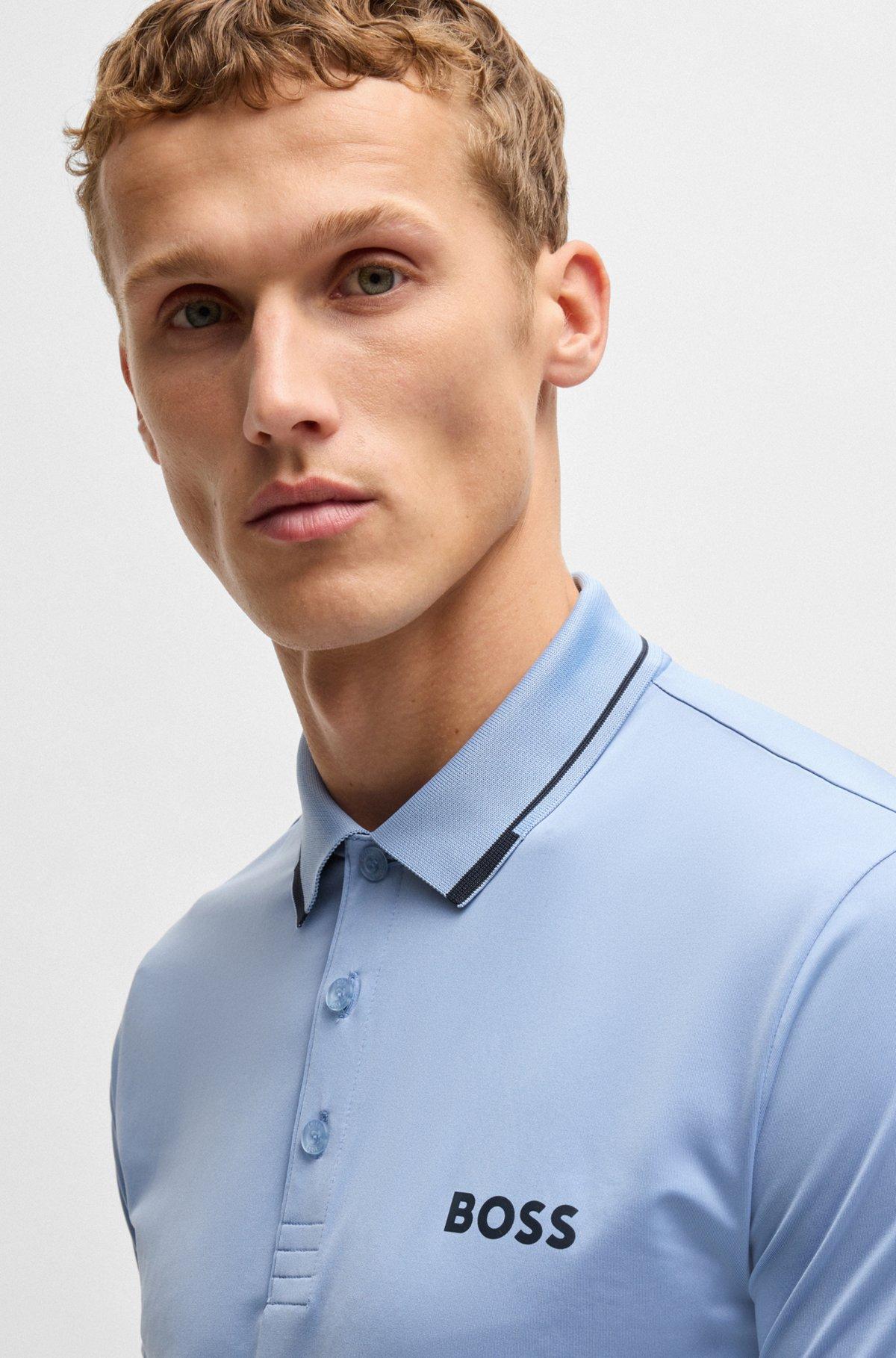 Slim-fit polo shirt with contrast logos Product Image