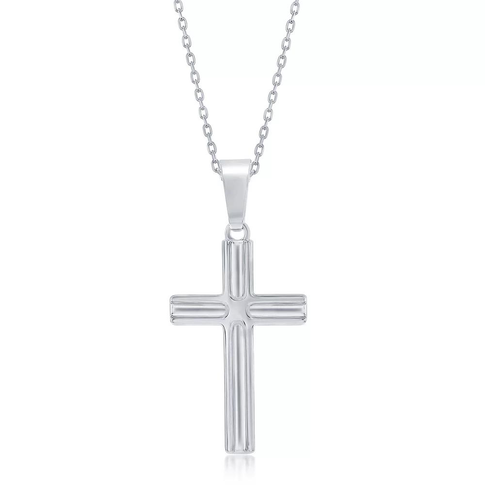 Argento Bella Sterling Silver Lined Cross Pendant Necklace, Women's, Size: 18" Product Image