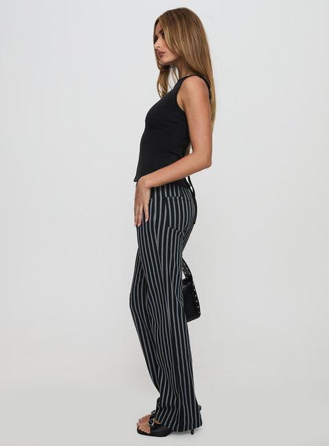 Allude Low Waist Pinstripe Pant Black Product Image