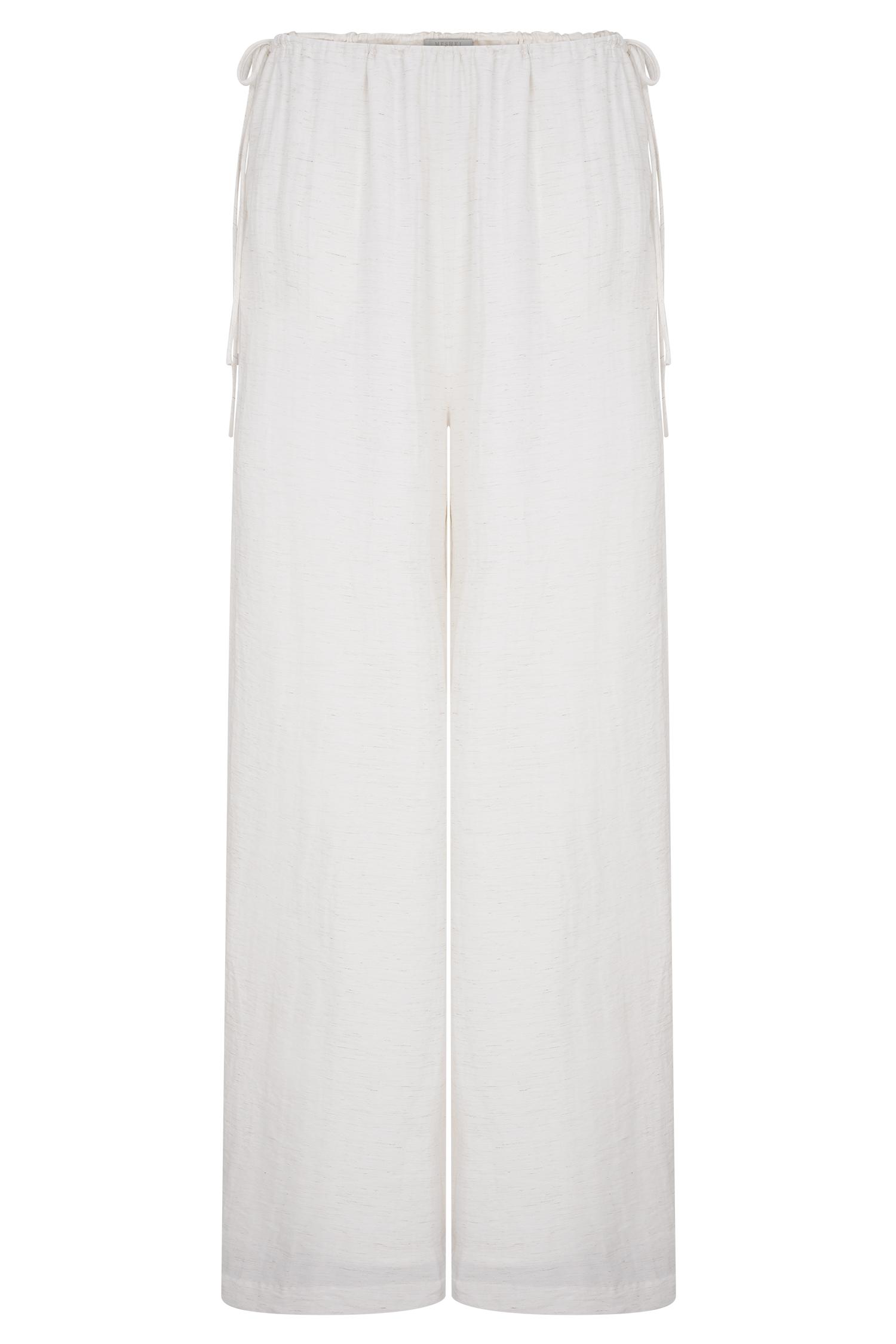 Callum Drawstring Straight Leg Pants - White Product Image