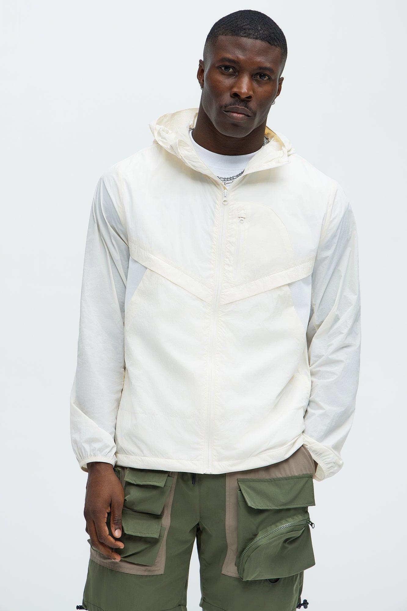 Mesh Panel Nylon Jacket - Off White Product Image