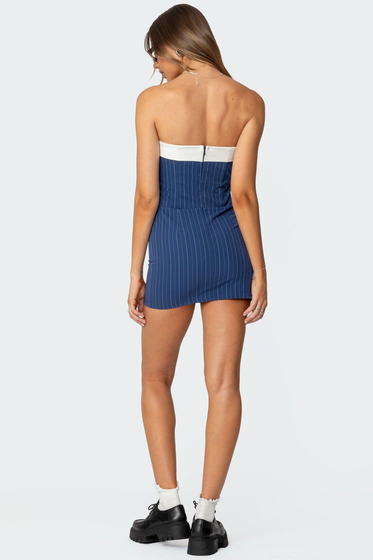 Nori Pinstripe Fold Over Dress Product Image