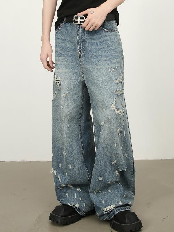 Men's Ripped Loose Jeans Product Image