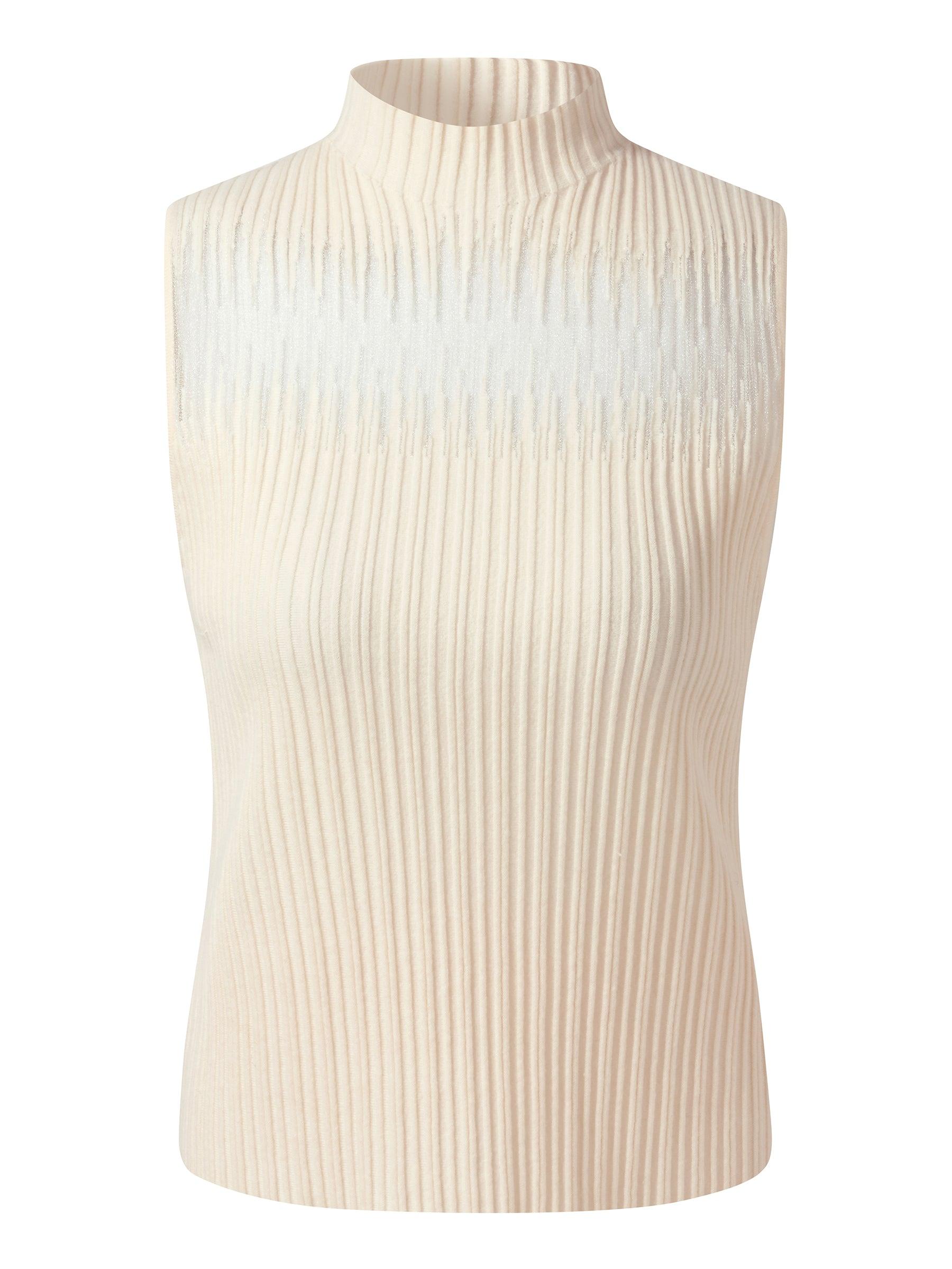 Tencel Blend Women Mock Neck Knit Tank Top Product Image