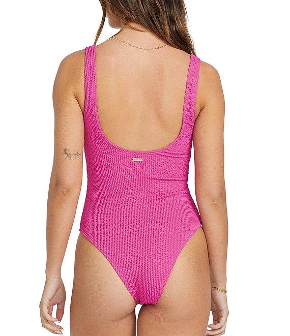 Billabong Summer High Solid Smocked Texture Square Neck High Leg One Piece Swimsuit Product Image