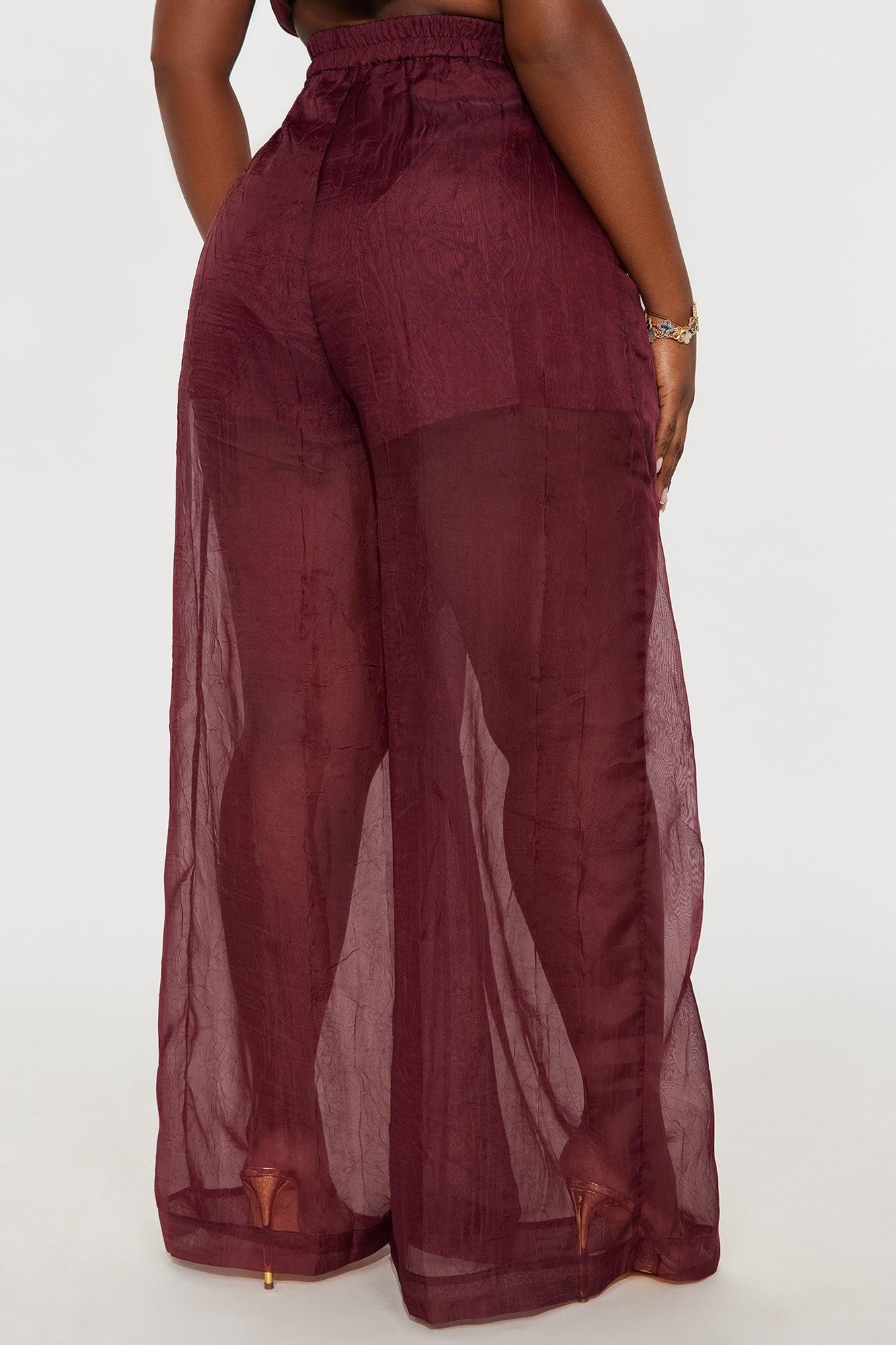 Hollie Wide Leg Organza Pant - Burgundy Female Product Image