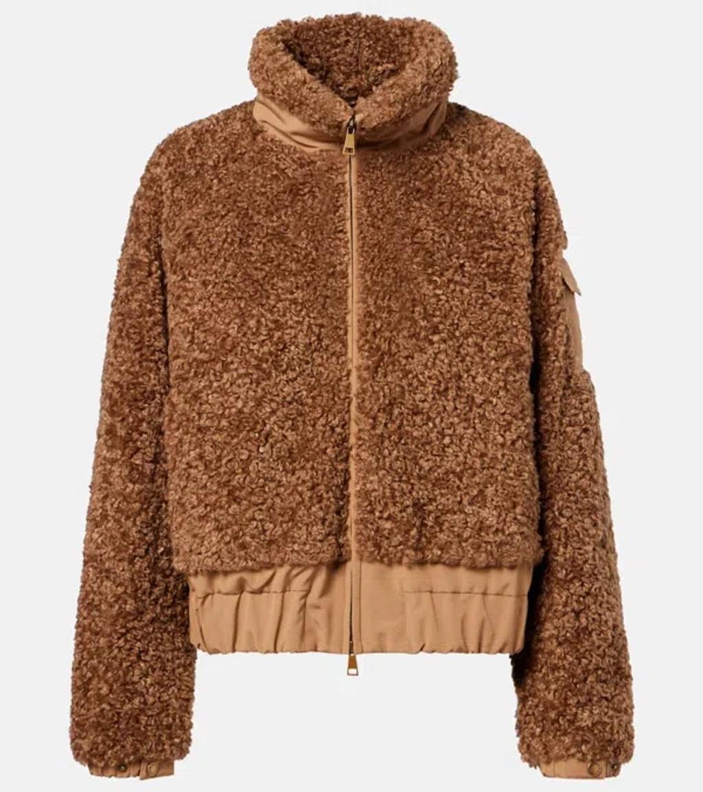 MONCLER Coligny Shell-trimmed Fleece Down Jacket In Brown Product Image