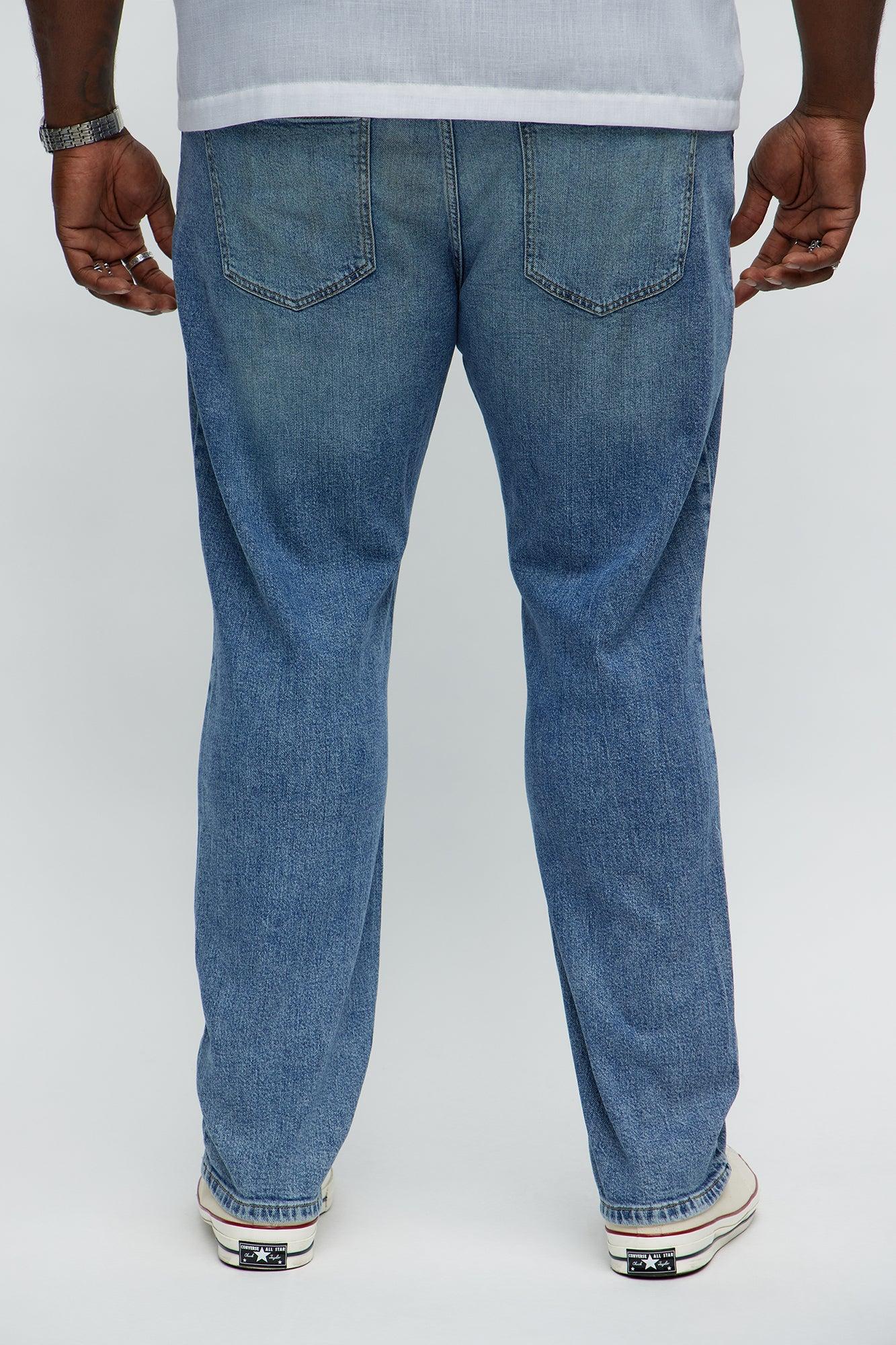 Play Dirty Distressed Slim Jeans - Medium Blue Wash Product Image