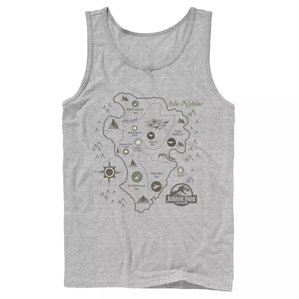Men's Jurassic Park Map Birds Eye View Graphic Tank Top,  Product Image