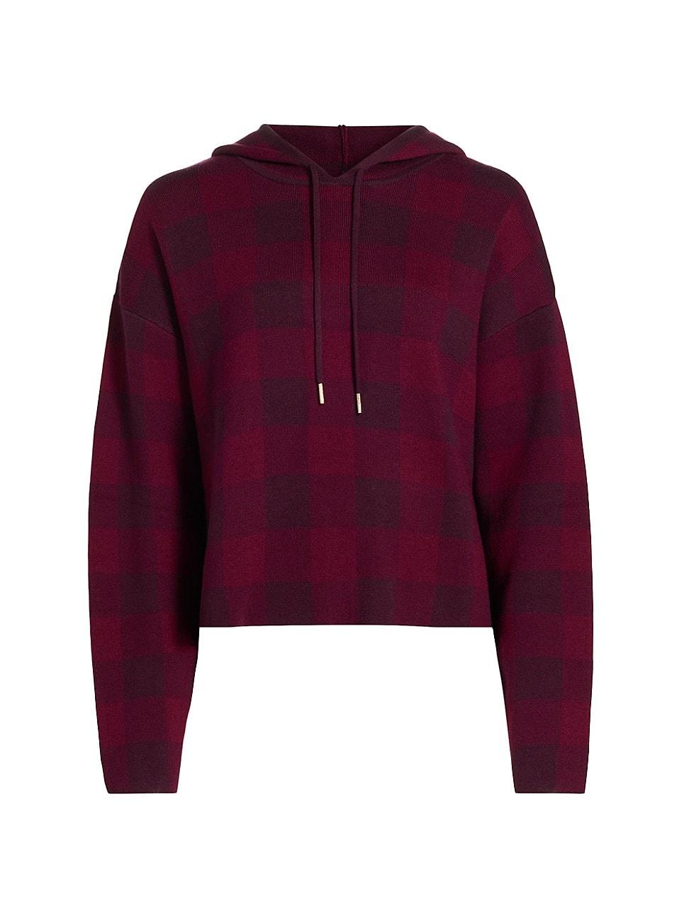 Womens Birdseye Plaid Hooded Sweater Product Image