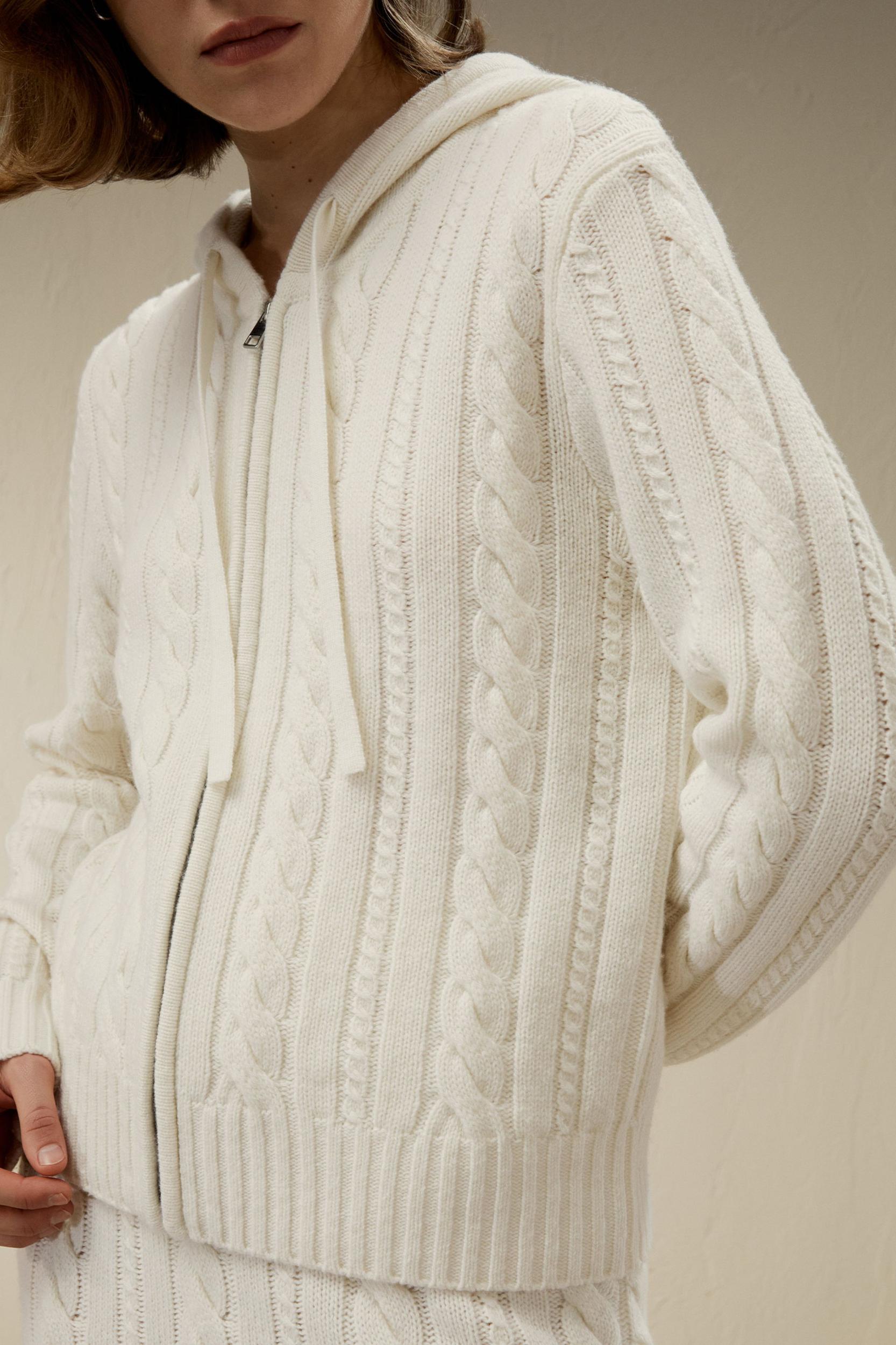 Bela Cable-Knit Wool-Cashmere Blend Hoodie Product Image