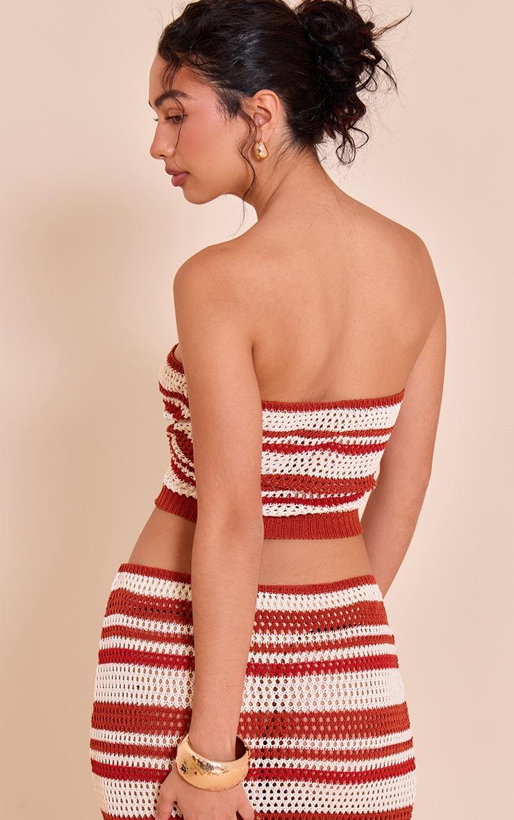 Rust Bandeau Stripe Crochet Top Product Image