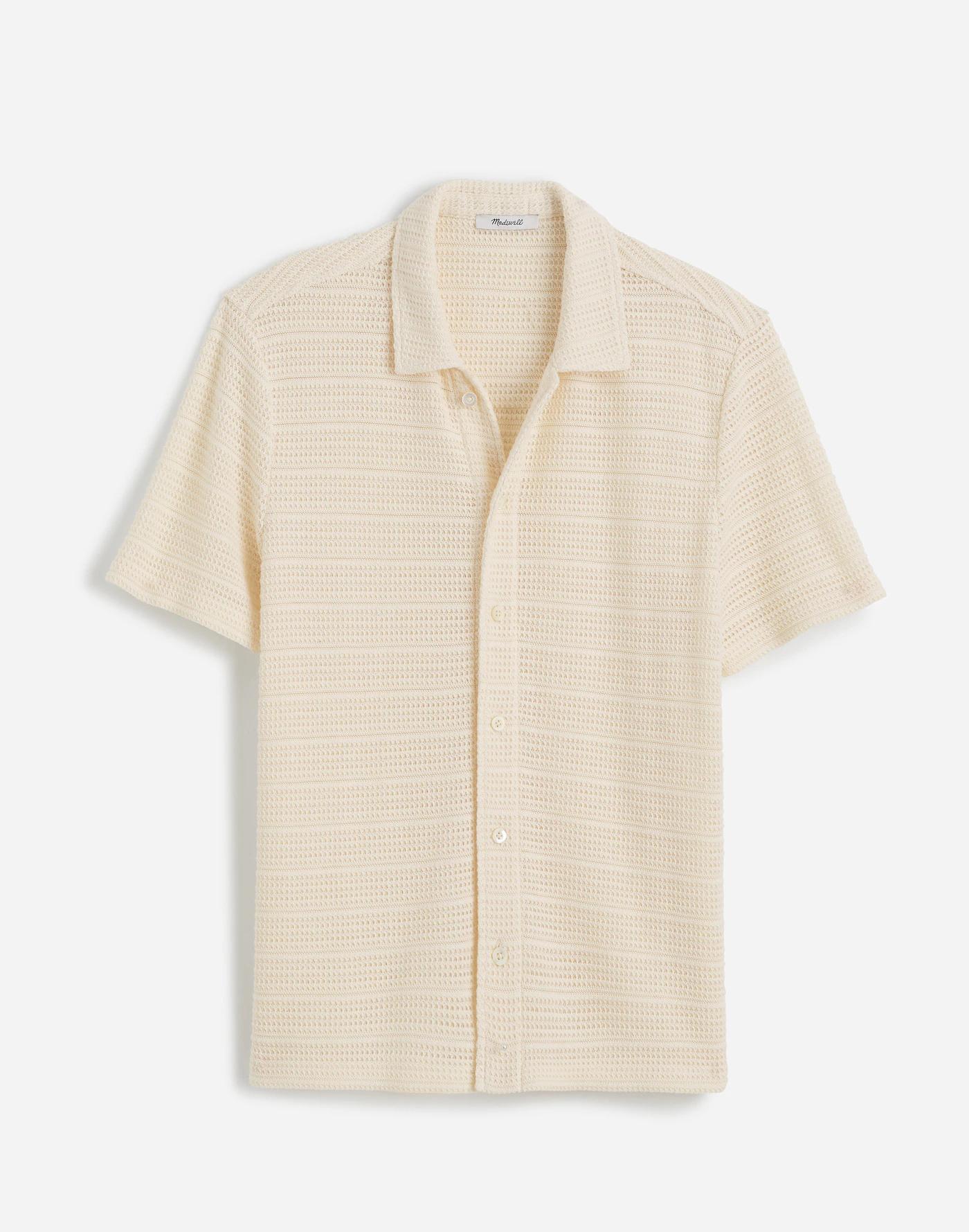 Jacquard-Knit Short-Sleeve Button-Up Shirt Product Image
