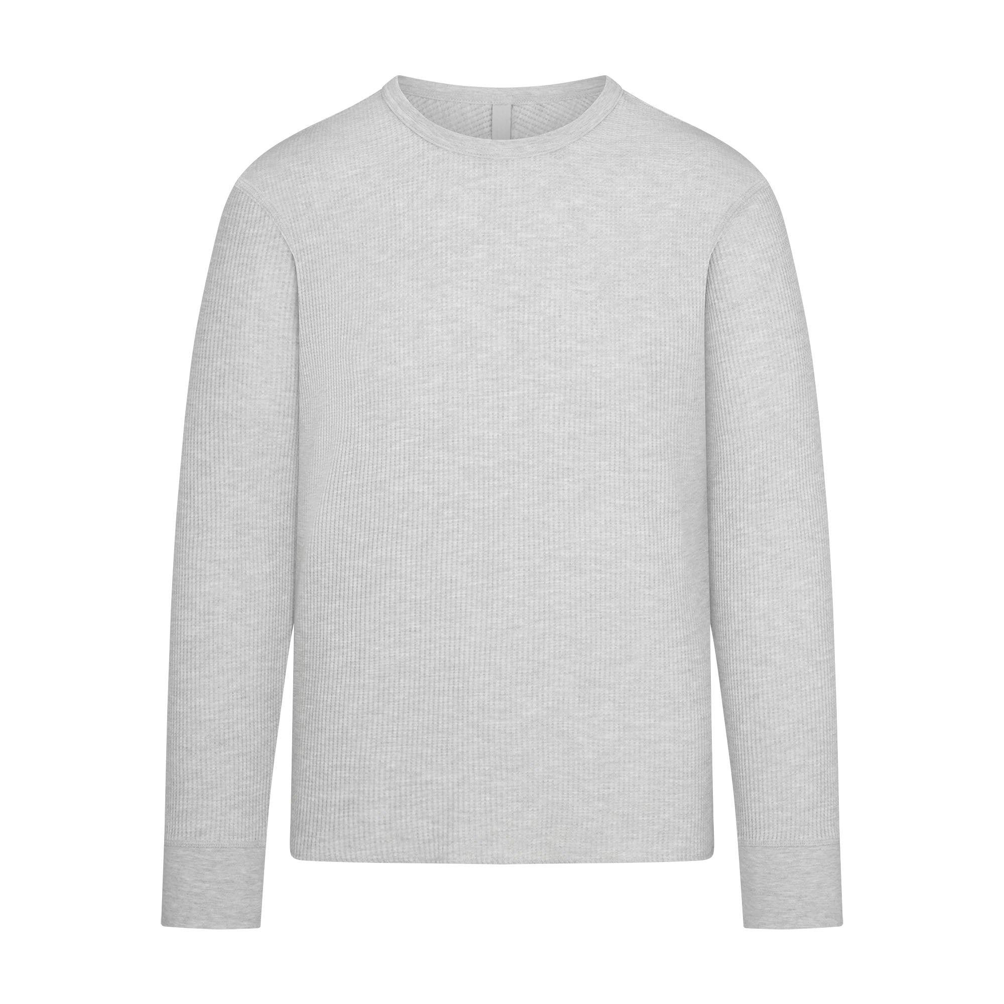 WAFFLE MENS CLASSIC LONG SLEEVE T-SHIRT | LIGHT HEATHER GREY Product Image