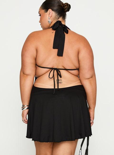 Maeva Halter Mini Dress Black Curve Product Image