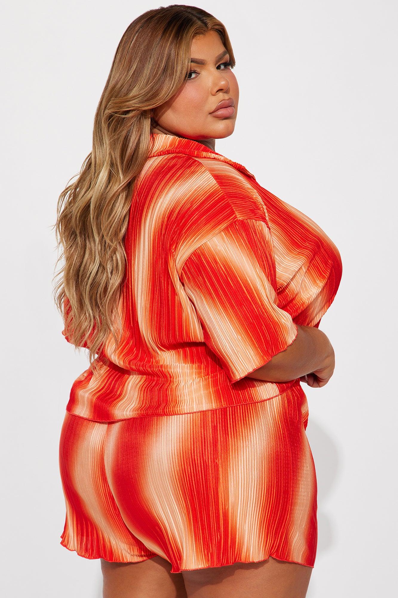 Adella Plisse Short Set - Orange Product Image