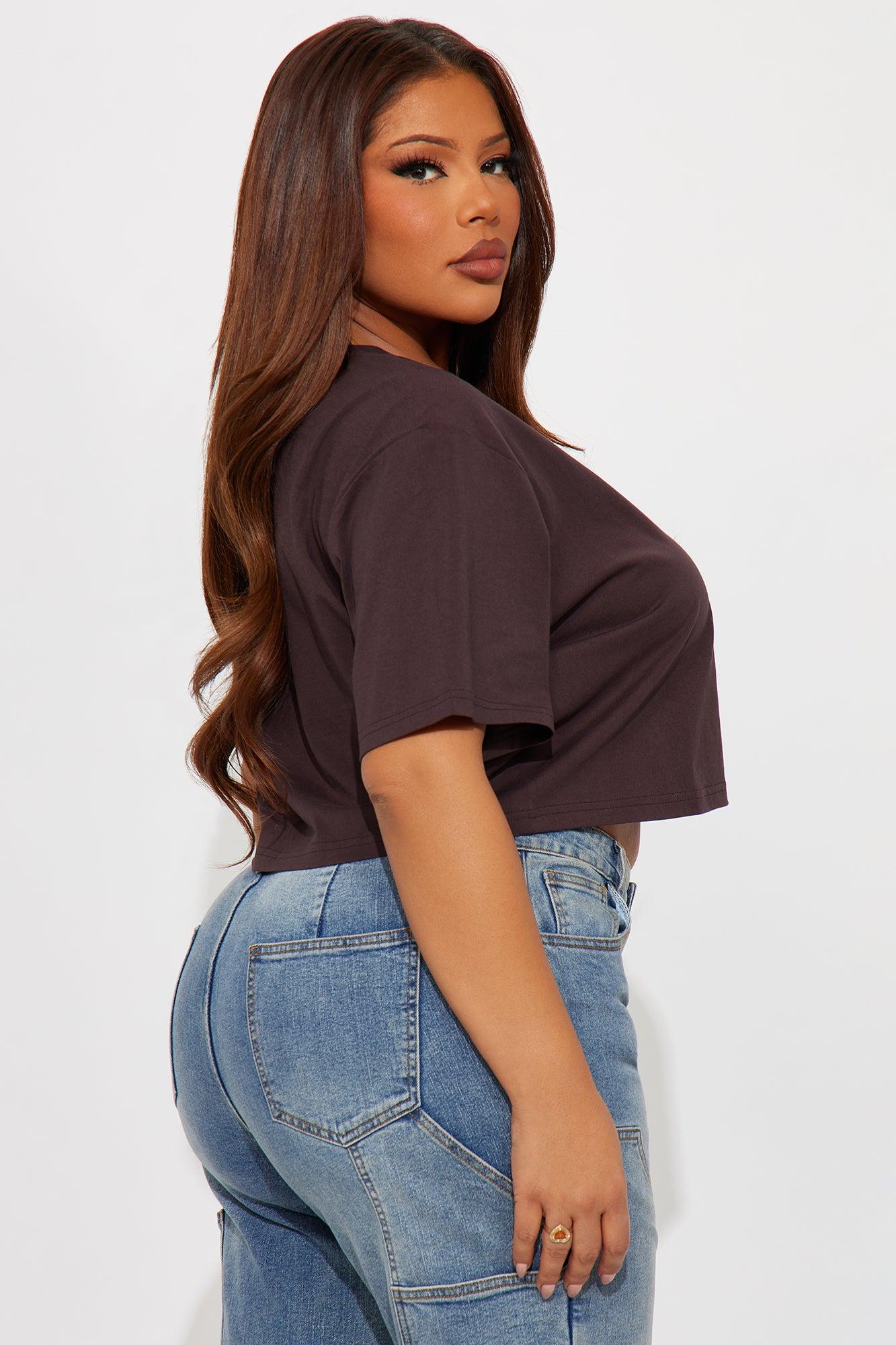 Elisa Relaxed Crop Tee - Chocolate Female Product Image