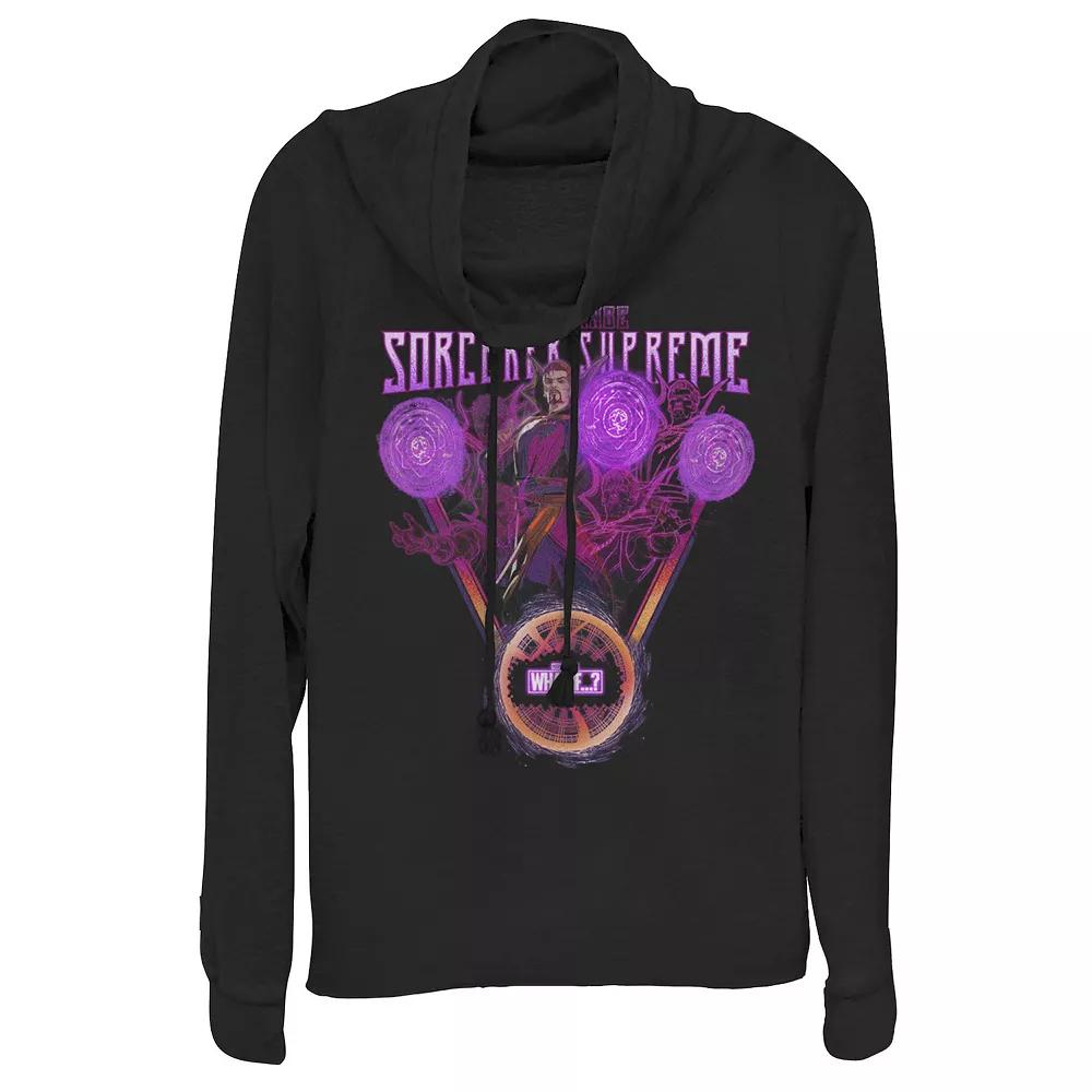Juniors' Marvel What If Doctor Strange Sorcerer Supreme Poster Cowlneck Graphic Lightweight Long Sleeve, Girl's,  Product Image