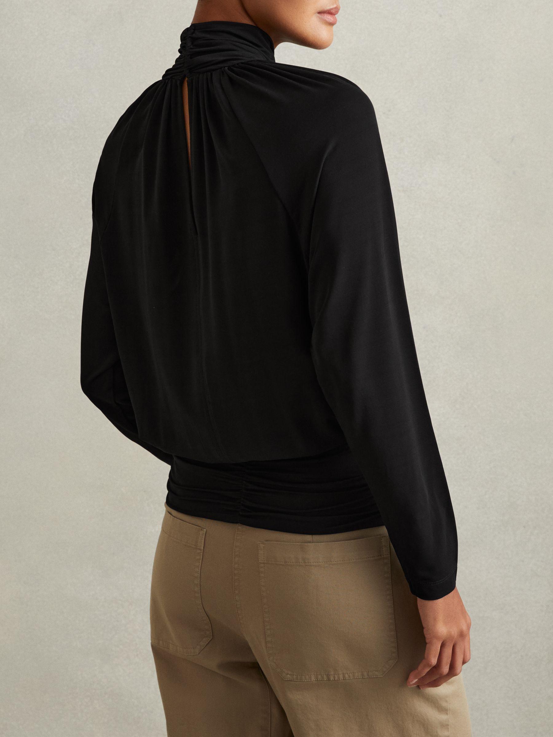 Adrienne Black Cut-Out Blouson Waist Top Product Image