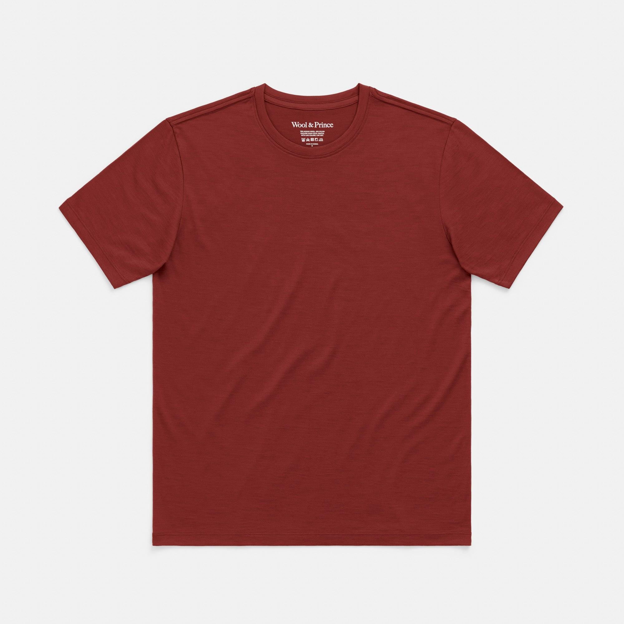Merino Wool Crew Neck T-Shirt | Rustic Red Product Image