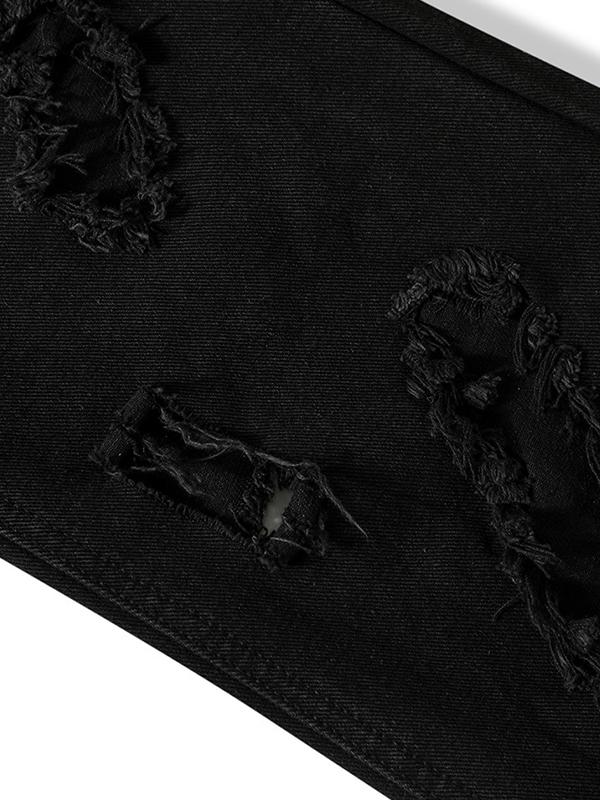 Men's Multi Tattered Design Loose Jeans Product Image