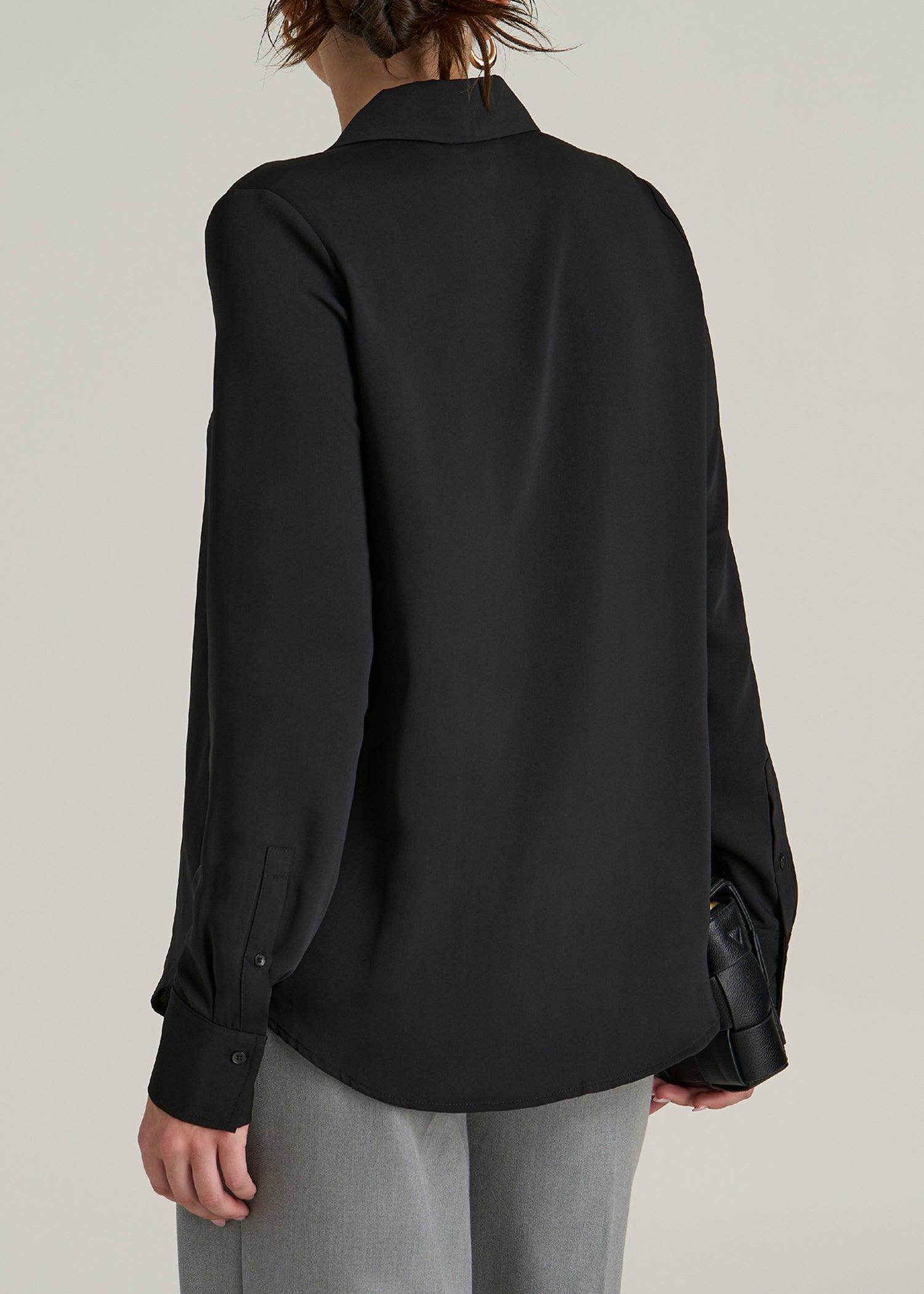 Notch Collar Blouse for Tall Women in Black Female Product Image