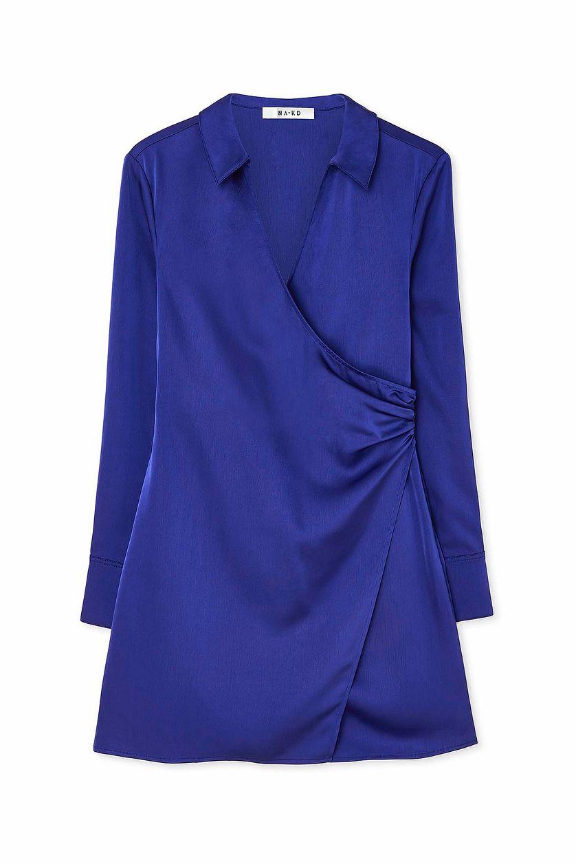 Wrap Satin Mini Shirt Dress Product Image