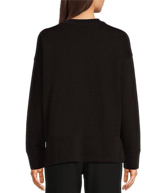 Le' AL.X Stretch Knit Organic Cotton Crew Neck Dropped Long Sleeve Pullover Coordinating Sweatshirt Product Image