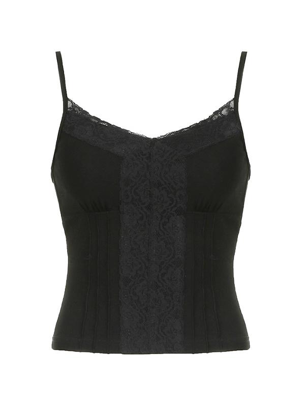 Lace stitching V Neck Cami Top Product Image