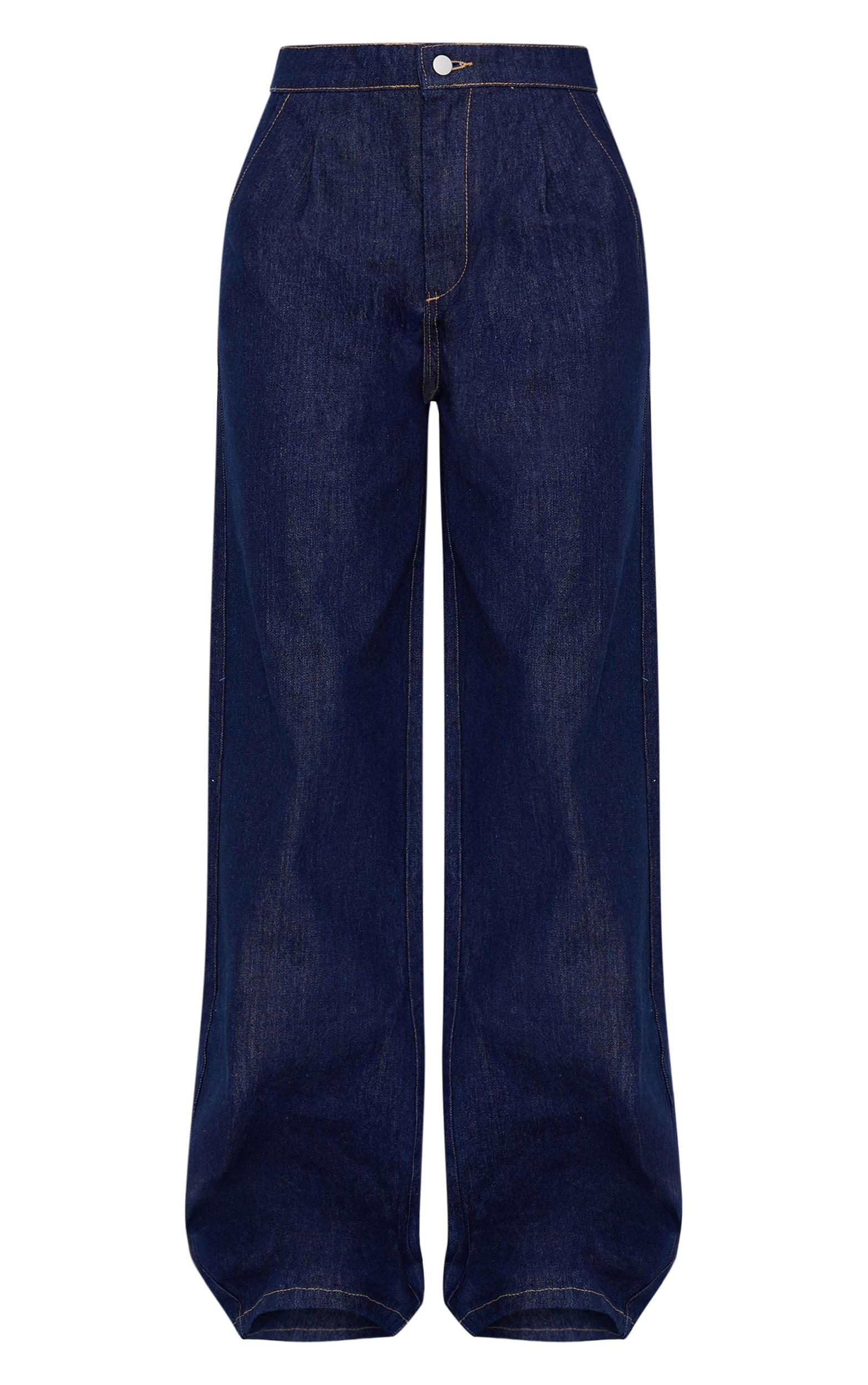 Indigo Tailored Style Wide Leg Jeans Product Image