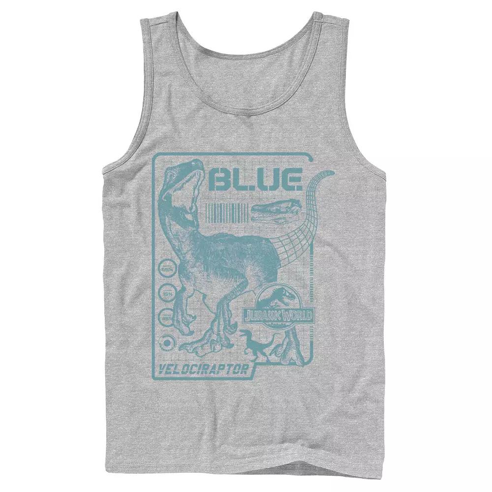 Men's Jurassic World Two Blue Raptor Schematic Tank Top,  Product Image