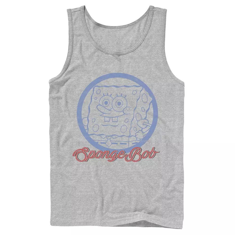 Men's Nickelodeon SpongeBob SquarePants Line Art Cursive Logo Portrait Graphic Tank Top,  Product Image
