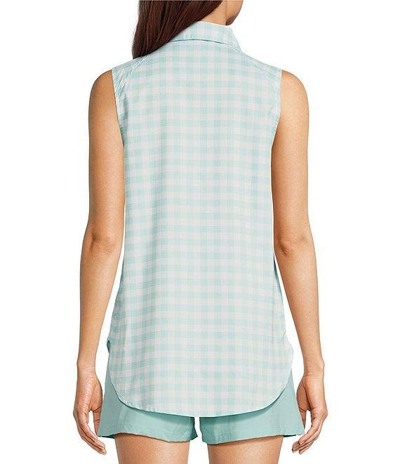 Columbia Anytime Lite Woven Plaid Print Point Collar Sleeveless Button Front Shirt Product Image