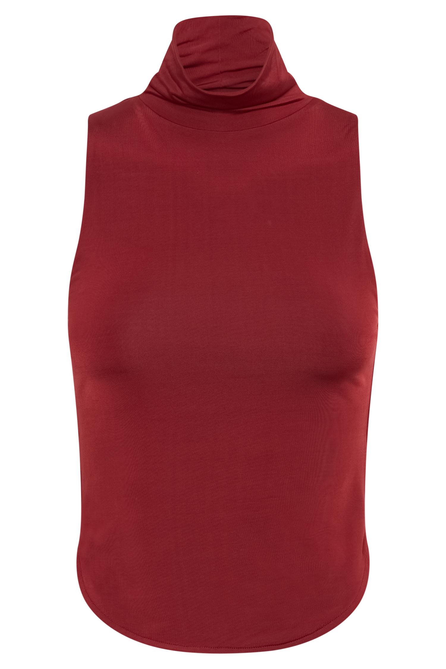 Wren Slinky Turtle Neck Top - Cherry Red Product Image