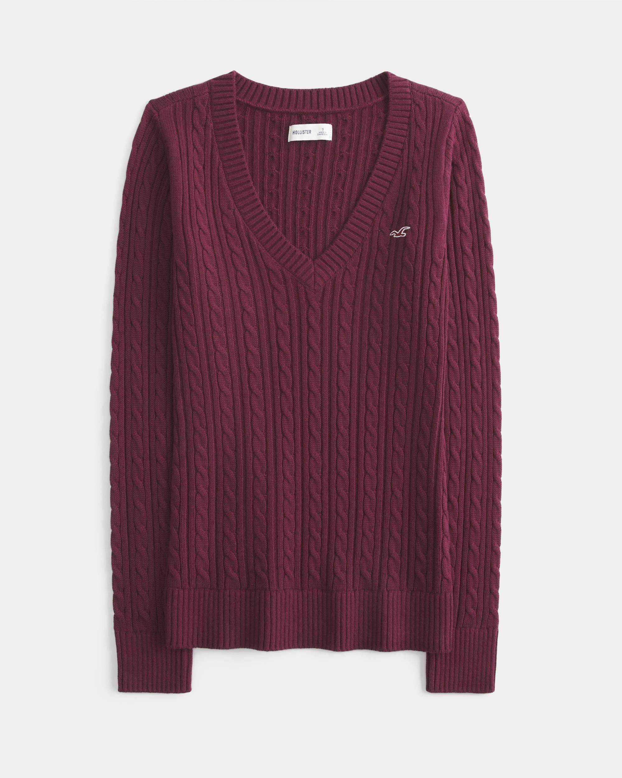 Cable-Knit Icon V-Neck Sweater Product Image
