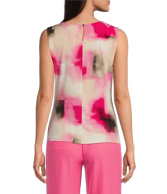 Calvin Klein Sleeveless Printed Pleat Neck Cami Product Image