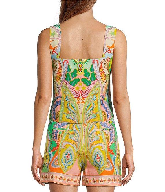 Antonio Melani Brooks Printed Coordinating Linen Square Neck Sleeveless Blouse Product Image