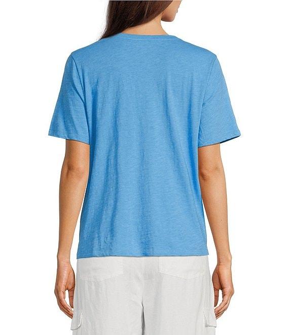 Eileen Fisher Easy Organic Cotton Jersey Knit V-Neck Short Sleeve Tee Shirt Product Image