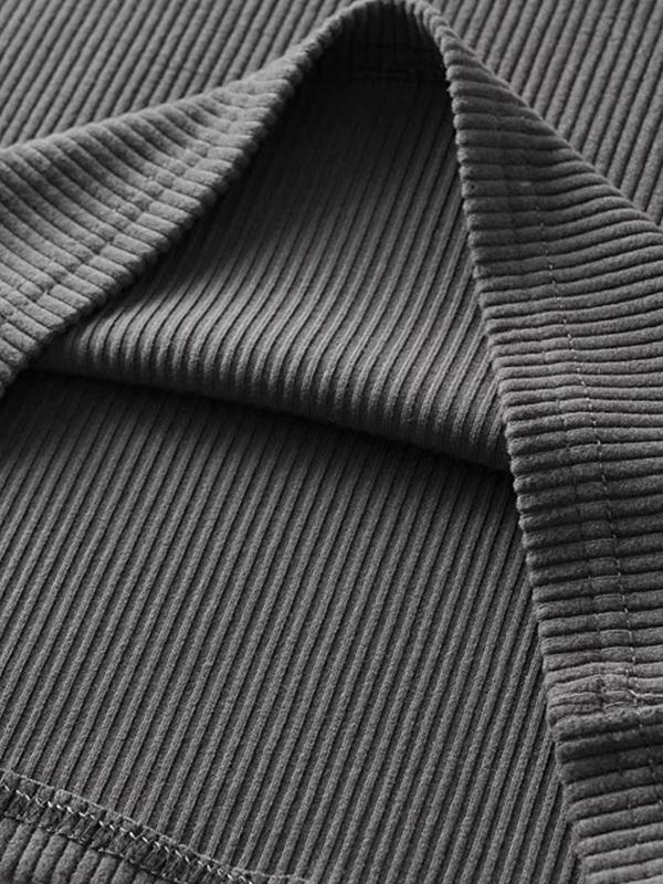 Solid V Neck Elastic Knit Midi Dress Product Image