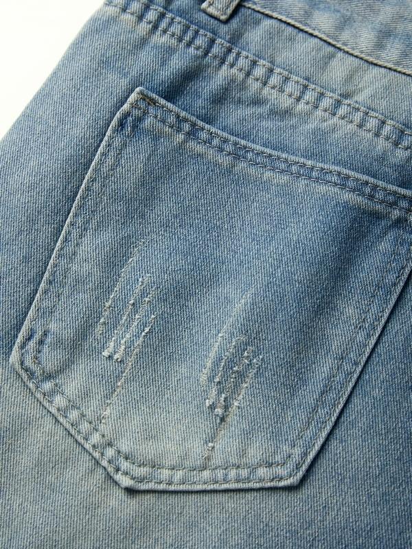 Men's Distressed Wash Ripped Loose Jeans Product Image