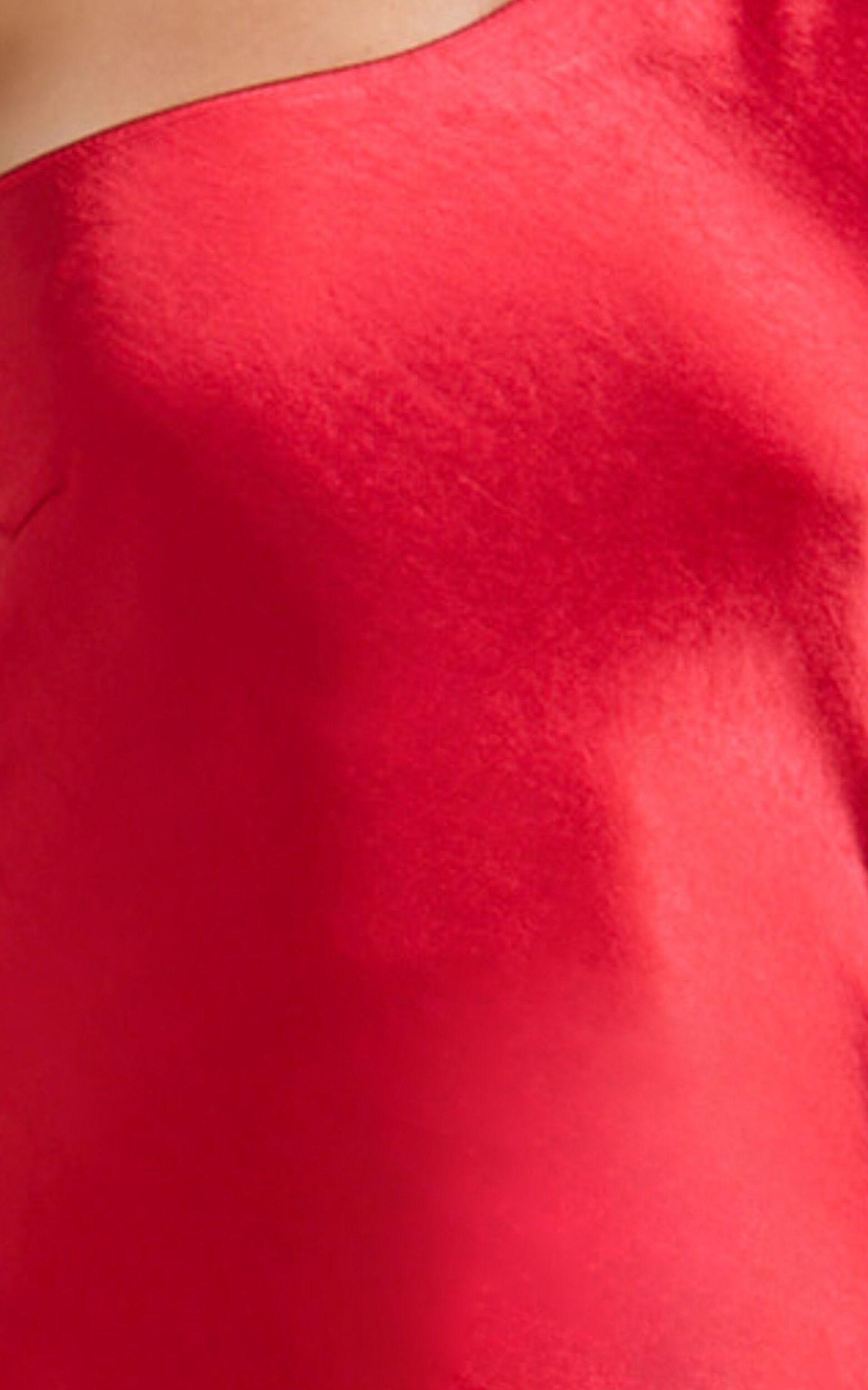 Helga Maxi Dress - Satin One Shoulder Cowl Back Bias Cut Dress in Red Product Image