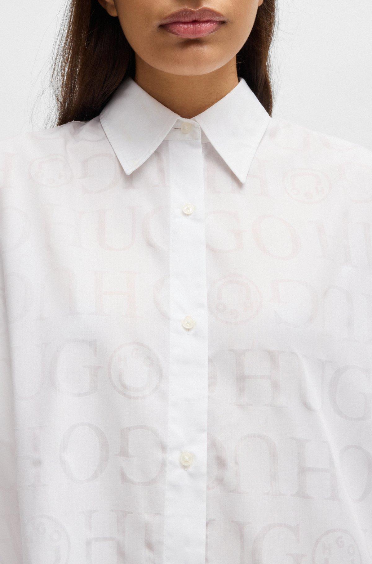 Oversize-fit blouse with devoré logo print Product Image