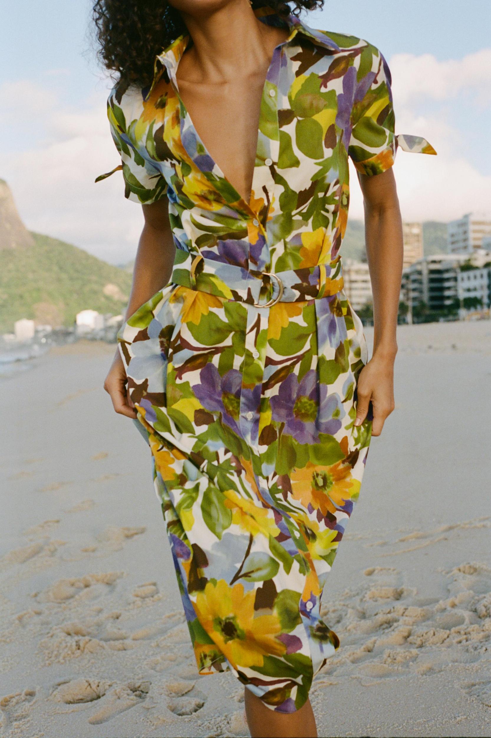 PRINTED POPLIN MIDI DRESS Product Image