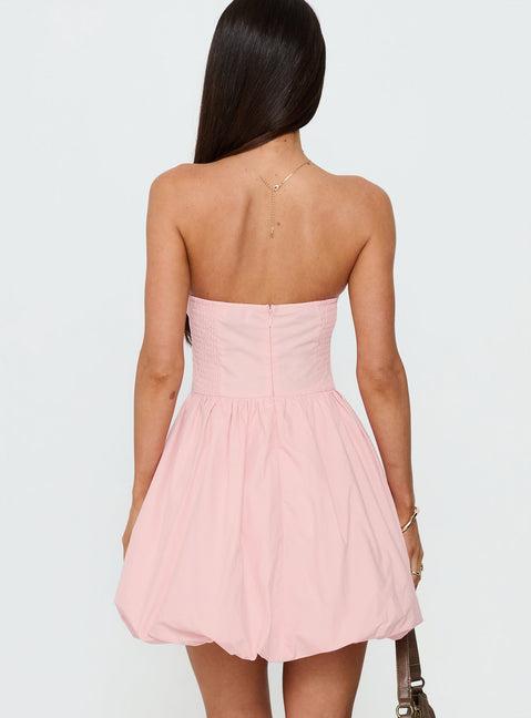 Melaina Bubble Hem Mini Dress Pink Product Image