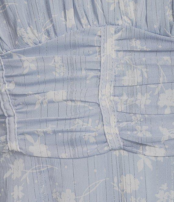 Allison & Kelly Floral Print V-Neck Corset Long Sleeve Tiered Dress Product Image